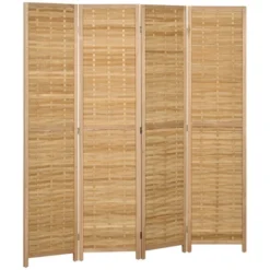 HOMCOM Room Divider, 5.5' Tall Bamboo Portable Folding Privacy Screens, Hand-Woven Double Side Partition Wall Dividers For Home, Natural -Furniture Sale Store GUEST 6fd94997 e692 4304 b720 ce4112550746