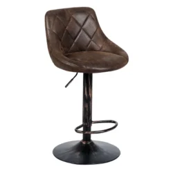 Costway Set Of 2 Adjustable Bar Stools Swivel Bar Chairs Hot-stamping Cloth Retro Brown Low Back -Furniture Sale Store GUEST 7028fadc db26 4a01 9931 76741fc186f9