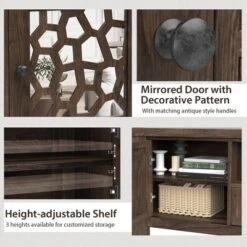 Tangkula 55" Retro TV Stand Media Entertainment Center W/ Mirror Doors & Drawer Brown -Furniture Sale Store GUEST 7059506f 0a40 4099 b5e7 16ca30257e79