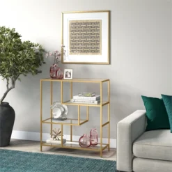 40" Tall Brass Finish Bookcase - Henn&Hart -Furniture Sale Store GUEST 707b5d9d 477c 4365 8387 f7189bdc456d