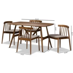 5pc Wyatt Midcentury Modern Walnut Wood Dining Set Beige/Brown - Baxton Studio -Furniture Sale Store GUEST 70d31893 4b7e 44ea 8caf 409763495337