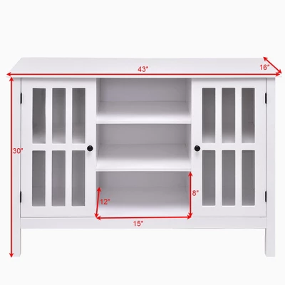 Tangkula Wood TV Stand Free Standing Storage Console Cabinet For 50” TV White/Walnut 4 Tangkula Wood TV Stand Free Standing Storage Console Cabinet For 50” TV White/Walnut - Image 4