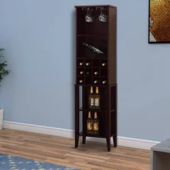 Well Designed Elegant Wine Bar With Racks Brown - Benzara -Furniture Sale Store GUEST 71ec8841 779d 48e2 b768 58277191cf63