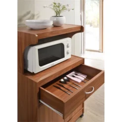 Microwave Kitchen Cart In Cherry - Hodedah -Furniture Sale Store GUEST 7211bc30 3fb5 4b47 aa5d 7976a4f8b0db