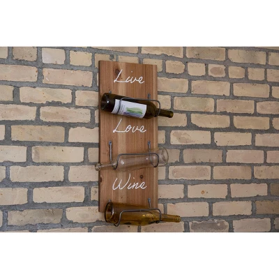 Three Bottle "Live Love Wine" Wood Wall Mount Wine Rack - Foreside Home & Garden 5 Three Bottle "Live Love Wine" Wood Wall Mount Wine Rack - Foreside Home & Garden - Image 5