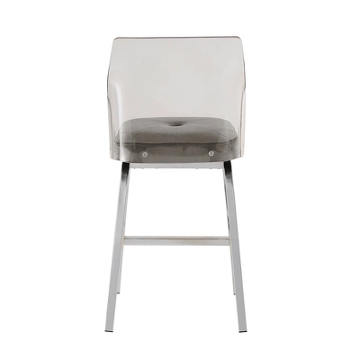 Set Of 2 24" Svana Chrome Finish Velvet Swivel Counter Height Barstools Gray - Inspire Q 6 Set Of 2 24" Svana Chrome Finish Velvet Swivel Counter Height Barstools Gray - Inspire Q - Image 6
