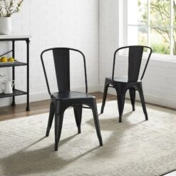 Set Of 2 17" Amelia Metal Chair Matte Black - Crosley -Furniture Sale Store GUEST 72d67697 6542 442e 8f58 c8fce6d9b0af