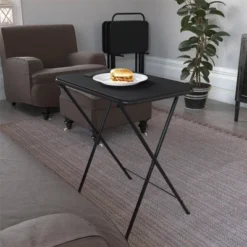 5pc Multi-Purpose Folding TV Tray Set Vinyl Top Black - Room & Joy -Furniture Sale Store GUEST 730e6255 be11 4c5e a56c 021599c2418b