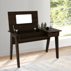 Costway Vanity Table With Flip Mirror Writing Computer Desk Storage Drawer Walnut -Furniture Sale Store GUEST 731d70ae 9bbb 47b3 9f91 6b059032ec9a