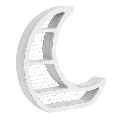 Farmlyn Creek Small Wooden Crescent Moon Wall Shelf For Crystals & Essential Oils, Rustic Home Wall Decor For Nursery, White, 10.7 X 11.2 X 2 In 8 Farmlyn Creek Small Wooden Crescent Moon Wall Shelf For Crystals & Essential Oils, Rustic Home Wall Decor For Nursery, White, 10.7 X 11.2 X 2 In - Image 8