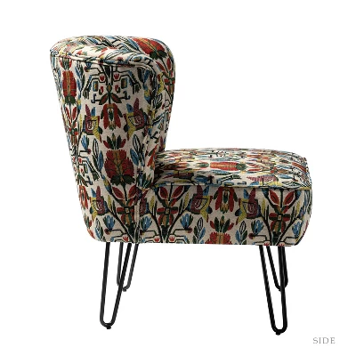 Bernarda Living Room Armless Accent Chair With Floral Pattern | Karat Home-FLORAL 2 Bernarda Living Room Armless Accent Chair With Floral Pattern | Karat Home-FLORAL - Image 2