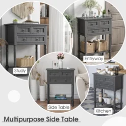 Costway Console Entryway Table W/ 3 Drawers Open Shelf For Hallway Living Room Dark Grey -Furniture Sale Store GUEST 73b8e2f0 ccbd 457e 87c3 794a3a11be41
