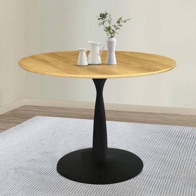 Harrison 35'' Wood Grain Finish Round Top With Metal Base Round Pedestal Dining Table-The Pop Maison 8 Harrison 35'' Wood Grain Finish Round Top With Metal Base Round Pedestal Dining Table-The Pop Maison - Image 8
