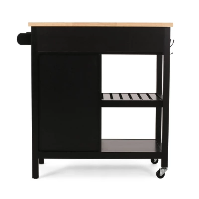 Byway Contemporary Kitchen Cart With Wheels Black/Natural - Christopher Knight Home 9 Byway Contemporary Kitchen Cart With Wheels Black/Natural - Christopher Knight Home - Image 9