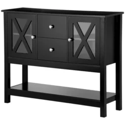 HOMCOM Sideboard, Glass Door Buffet Cabinet With Storage Drawers, Adjustable Shelves, Console Table For Living Room, Entryway, Black -Furniture Sale Store GUEST 746655ac 2308 4d97 9e07 b25b3c9bae8f