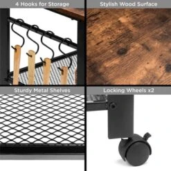 Best Choice Products 3-Tier Microwave Cart Rolling Utility Serving Cart Organizer W/ 2 Storage Shelves, 4 Hooks -Furniture Sale Store GUEST 74b78f73 85e1 44e9 951b 2cc280b87334