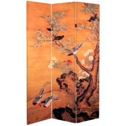 6' Tall Double Sided Chinese Landscapes Canvas Room Divider - Oriental Furniture