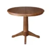 Lillian Round Top Pedestal Table With 12" Drop Leaf Distressed Oak - International Concepts