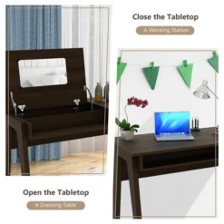 Costway Vanity Table With Flip Mirror Writing Computer Desk Storage Drawer Walnut -Furniture Sale Store GUEST 76301986 58f5 4e04 8609 217cd1587660