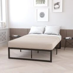Emma And Oliver 14" Full Platform Bed Frame & 12" Mattress In A Box - No Box Spring Required
