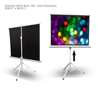 Pyle 50 Inch Fold Out Roll Up Video Projector Viewing Display Screen W/ Stand 2 Pyle 50 Inch Fold Out Roll Up Video Projector Viewing Display Screen W/ Stand - Image 2