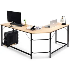 Tangkula L-shaped Computer Desk Corner Office Laptop Game Table Black/Natural 12 Tangkula L-shaped Computer Desk Corner Office Laptop Game Table Black/Natural -Furniture Sale Store GUEST 78bc3956 1c5e 4394 94f7 ab12d1cfb42b
