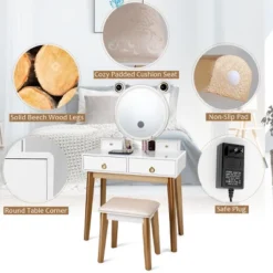 Costway Vanity Dressing Table Set Touch Screen Dimming Mirror -Furniture Sale Store GUEST 78d16680 0329 446b a0f7 9e37251facdc