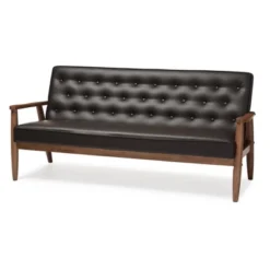 Sorrento Mid-Century Retro Modern Faux Leather Upholstered Wooden 3 Seater Sofa - Baxton Studio -Furniture Sale Store GUEST 7944c189 23b8 448e ad56 0b0a4ea0ccce