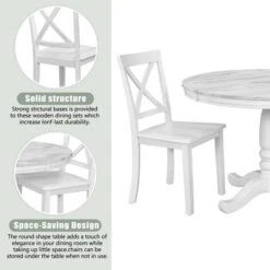 5-Piece Solid Wood Dining Table And Chairs Set, White - ModernLuxe -Furniture Sale Store GUEST 7a8e22ed f03d 42c8 9d26 2a81a4ca7af4