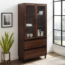 68" Glass Door Storage Hutch With Drawers - Saracina Home 8 68" Glass Door Storage Hutch With Drawers - Saracina Home -Furniture Sale Store GUEST 7b3f7fe4 ebee 4be1 9216 88676888f83b