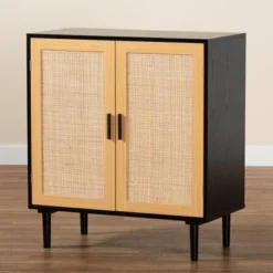 Maureen Wood And Rattan 2 Door Storage Cabinet Espresso/Natural Brown - Baxton Studio -Furniture Sale Store GUEST 7b41815c b80d 448e 9a76 09bf86b7e562