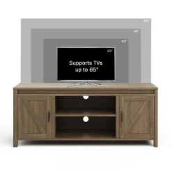 65-inch TV Stand – 2-Door Entertainment Center, Adjustable Media Console Shelves, Cable Management And Farmhouse Style By Lavish Home (Gray Woodgrain) -Furniture Sale Store GUEST 7c2a2952 fc83 4f1c b8e4 c7d25eb0a06b