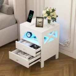 Nightstand With USB Charging Ports And LED Lights, End Table With 2 Drawers And Shelf-ModernLuxe 16 Nightstand With USB Charging Ports And LED Lights, End Table With 2 Drawers And Shelf-ModernLuxe -Furniture Sale Store GUEST 7c740c08 b0e2 46c5 a13e 6bd3d2b78dfe