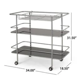 Bridger Modern 3 Tier Bar Cart With Glass Shelving Silver/Black - Christopher Knight Home -Furniture Sale Store GUEST 7c77e0ad c807 433c aadd a88b08910825