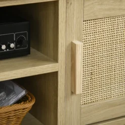 HOMCOM Boho TV Stand For 60 Inch Television, Entertainment Center With Rattan Door, Adjustable Shelf And Storage Cabinets, TV Console Cabinet, Natural -Furniture Sale Store GUEST 7d18f061 eb9a 4933 8122 3c052d43824b