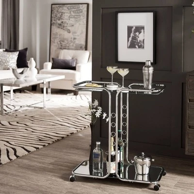 Ripley Chrome Finish Bar Cart Silver - Inspire Q 1 Ripley Chrome Finish Bar Cart Silver - Inspire Q
