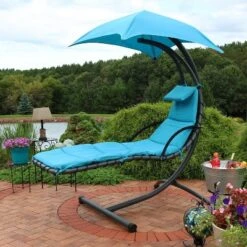Sunnydaze Decor Sunnydaze Outdoor Hanging Chaise Floating Lounge Chair With Canopy Umbrella And Arc Stand -Furniture Sale Store GUEST 7d2a0451 5da0 4ddb 8ed5 8394f5150ada