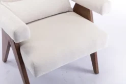 Megan 27.56" Wide Upholstered Fabric Seat And Lumbar Pillow With Walnut "V" Shape Solid Wood Legs Accent Chair With Arm Pads-The Pop Maison -Furniture Sale Store GUEST 7d31b2bf 2220 41e6 8e8a ceeb4e5997eb