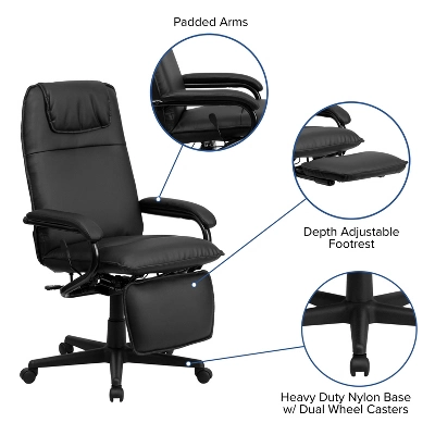 Emma And Oliver High Back Black LeatherSoft Executive Reclining Ergonomic Office Chair With Arms 4 Emma And Oliver High Back Black LeatherSoft Executive Reclining Ergonomic Office Chair With Arms - Image 4
