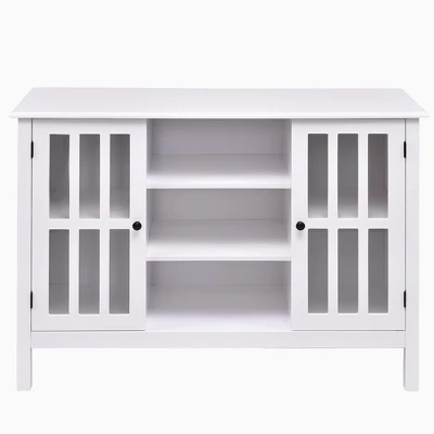 Tangkula Wood TV Stand Free Standing Storage Console Cabinet For 50” TV White/Walnut 2 Tangkula Wood TV Stand Free Standing Storage Console Cabinet For 50” TV White/Walnut - Image 2
