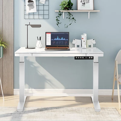 Costway Electric Stand Up Desk Frame Dual Motor Height Adjustable Stand WhiteBlack 2 Costway Electric Stand Up Desk Frame Dual Motor Height Adjustable Stand WhiteBlack - Image 2