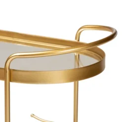 Kamal Glam Brushed Metal And Mirrored Glass 2 Tier Mobile Wine Bar Cart Gold - Baxton Studio -Furniture Sale Store GUEST 7fdb4788 9cc6 44ae 9d85 7ff4ff08d113