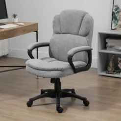 Vinsetto Massage Office Chair With 2 Vibration Points, USB Power, Height Adjustable Computer Chair, Comfy Desk Chair, Gray