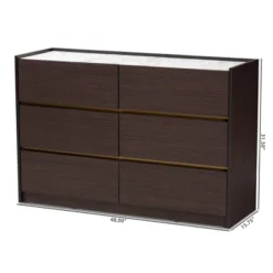 Walker Wood 6 Drawer Dresser With Faux Marble Top Dark Brown/Marble/Gold - Baxton Studio 16 Walker Wood 6 Drawer Dresser With Faux Marble Top Dark Brown/Marble/Gold - Baxton Studio -Furniture Sale Store GUEST 81a5926e 9589 4e81 b414 5a81602e97d2