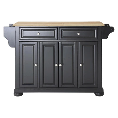 Alexandria Natural Wood Top Kitchen Island - Black - Crosley 1 Alexandria Natural Wood Top Kitchen Island - Black - Crosley