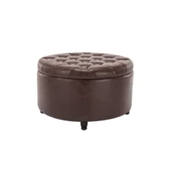 Large Round Tufted Storage Ottoman With Lift Off Lid - WOVENBYRD -Furniture Sale Store GUEST 8367f83e 47b3 45f7 9f21 13e8e2f1155b