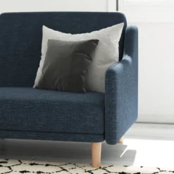 Emma And Oliver Plush Padded Upholstered Split Back Sofa Futon With Smooth Curved Removable Arms And Wooden Legs -Furniture Sale Store GUEST 83cd44ad 6352 4aa6 a586 2c31f538c776