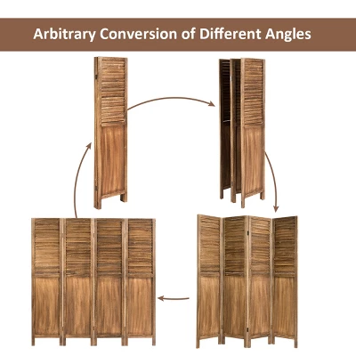 Costway 4 Panel Folding Privacy Room Divider Screen Home Furniture 5.6 Ft Tall Brown 7 Costway 4 Panel Folding Privacy Room Divider Screen Home Furniture 5.6 Ft Tall Brown - Image 7