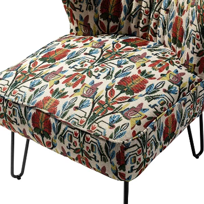 Bernarda Living Room Armless Accent Chair With Floral Pattern | Karat Home-FLORAL 5 Bernarda Living Room Armless Accent Chair With Floral Pattern | Karat Home-FLORAL - Image 5