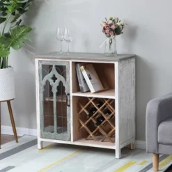 LuxenHome Distressed White And Gray Wood 1-Door Storage Wine Cabinet 18 LuxenHome Distressed White And Gray Wood 1-Door Storage Wine Cabinet -Furniture Sale Store GUEST 847197c5 d326 4e72 bfe0 fc43289f5d62